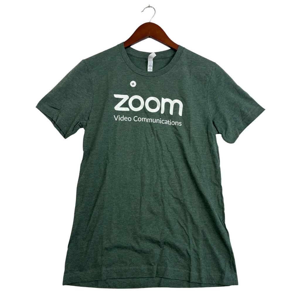 Zoom Video Communications Logo T-Shirt Mens Medium Green Canvas Bella+Canvas
